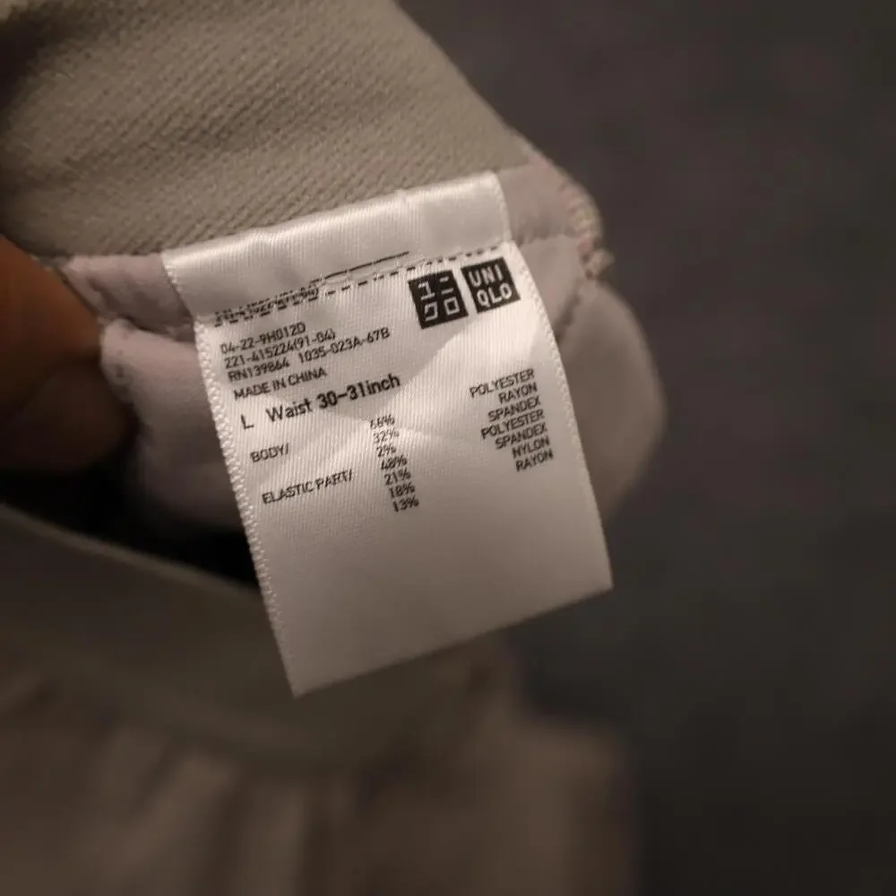 Uniqlo Dress Pants Mens 31x29 Beige Check Slim Fit Stretch Elastic Waist Office